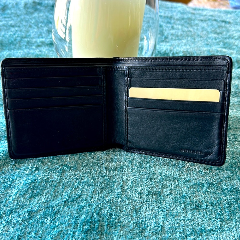 BURBERRY BLACK CHECKED LEATHER WALLET UNISEX - Picture 4 of 10